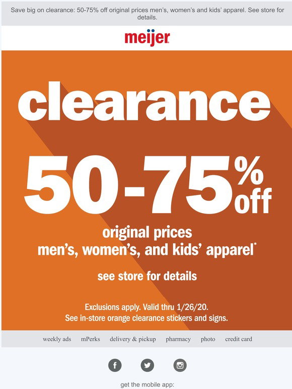 Meijer Clearance 5075 Off Original Prices Select Apparel for the
