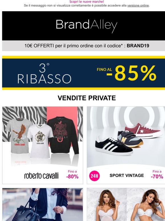 Roberto Cavalli (-80%), Sport Vintage (-70%), Best Of Bags (-75%) e altre 3 vendite online