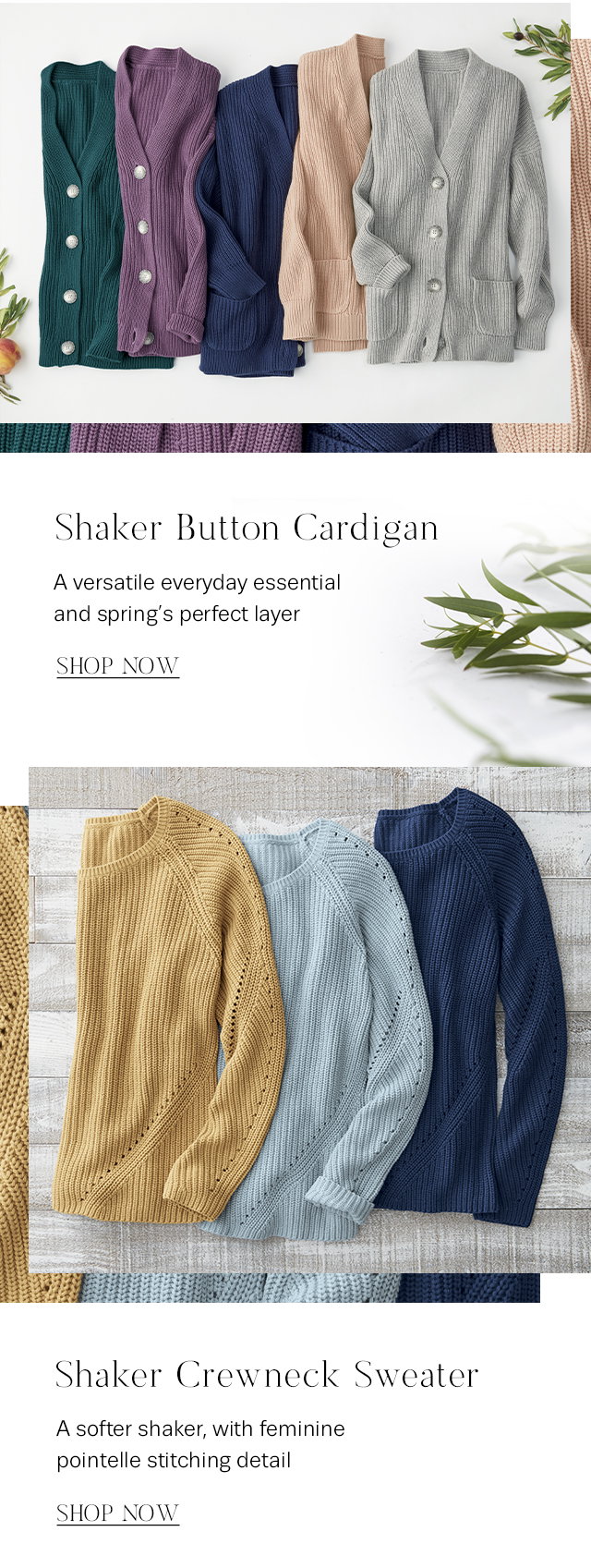 Coldwater Creek: NEW Shaker Sweaters + 