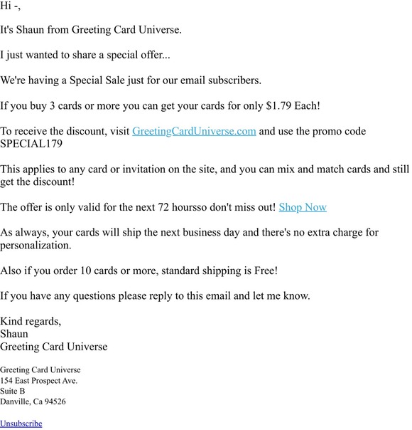 Greeting card universe hi here s a special offer from greeting card