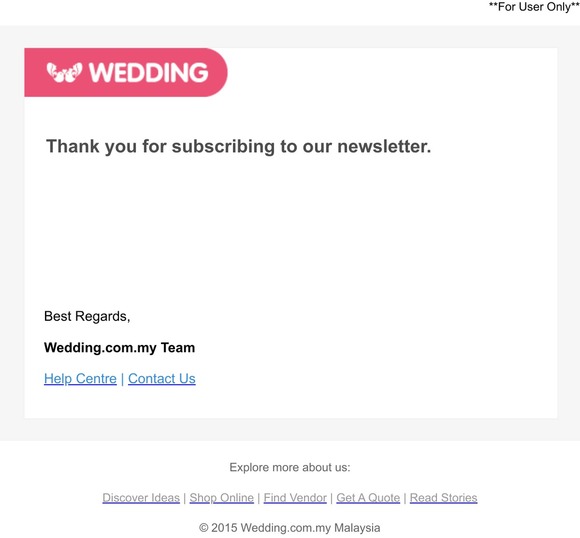 [Wedding Shop] Newsletter confirmation