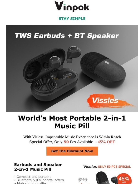 🎧 NEW ARRIVAL! ONLY 50 Pcs special offer for the 2-In-1 Music Pill!!!