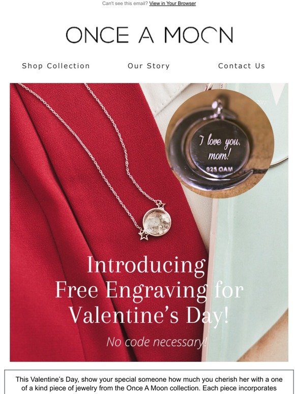 Free engraving + card with your Valentine’s purchase 🌙