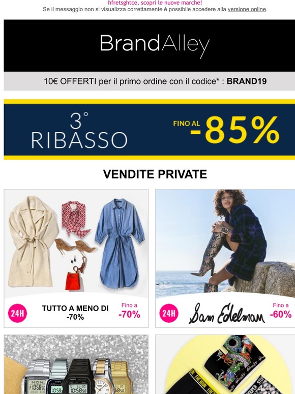 Tutto a meno di -70%, Sam Edelman (-60%), Casio (-60%)  e altre 5 vendite online