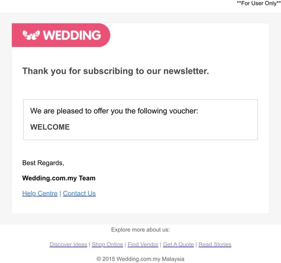 [Wedding Shop] Newsletter voucher