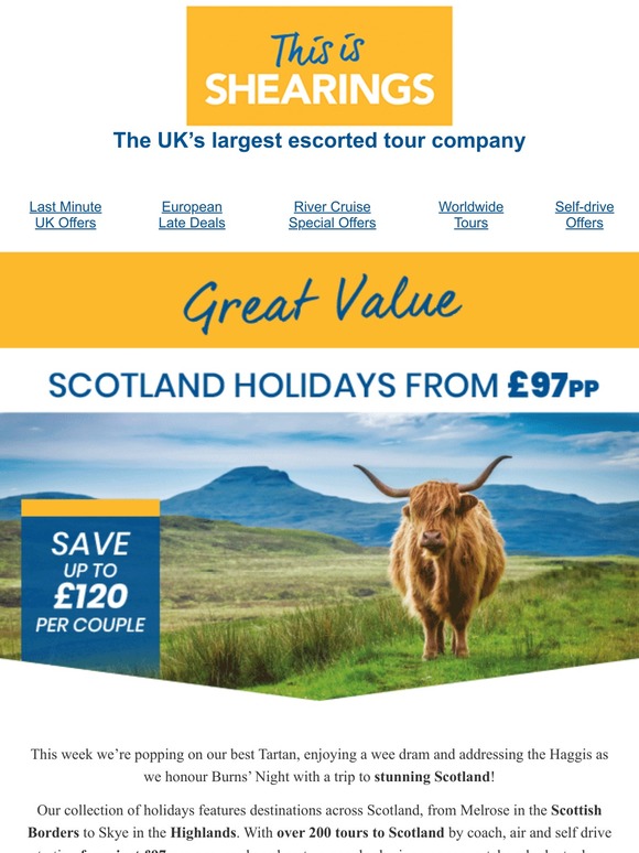 Shearings Holidays 🏴󠁧󠁢󠁳󠁣󠁴󠁿 Great Value Scotland Holidays From £97pp