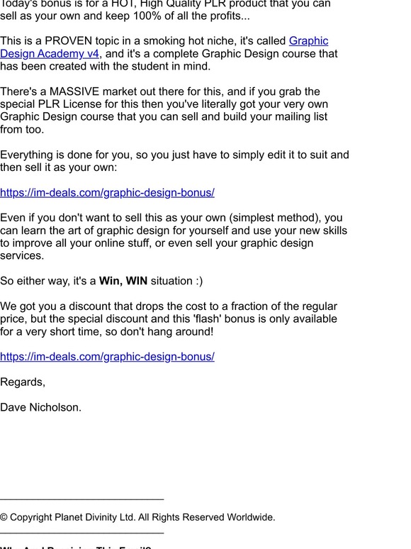 Another Bonus For a High Quality Graphic Design Course + Funnel + PLR