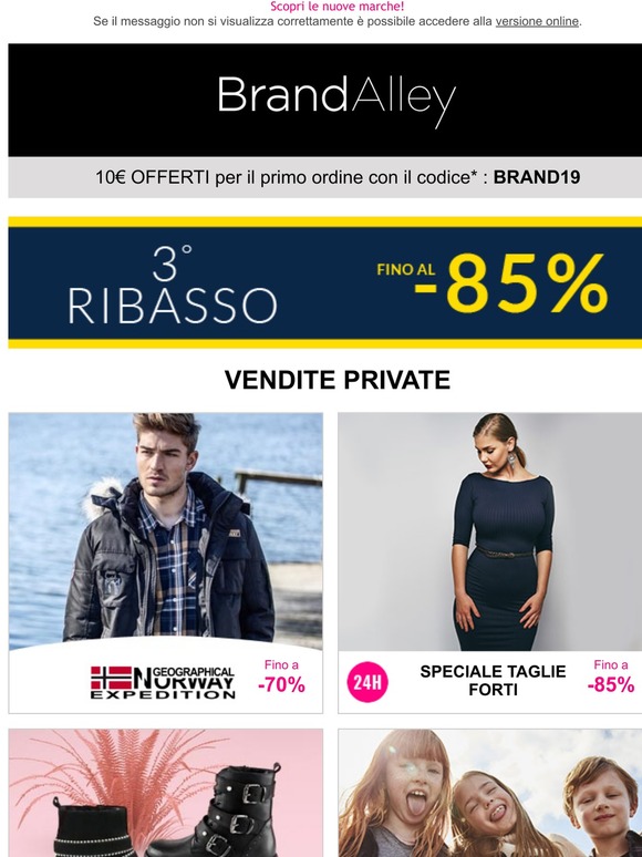 Geographical Norway  (-70%), Speciale Taglie Forti (-85%), Manoukian (-70%) e altre 3 vendite online