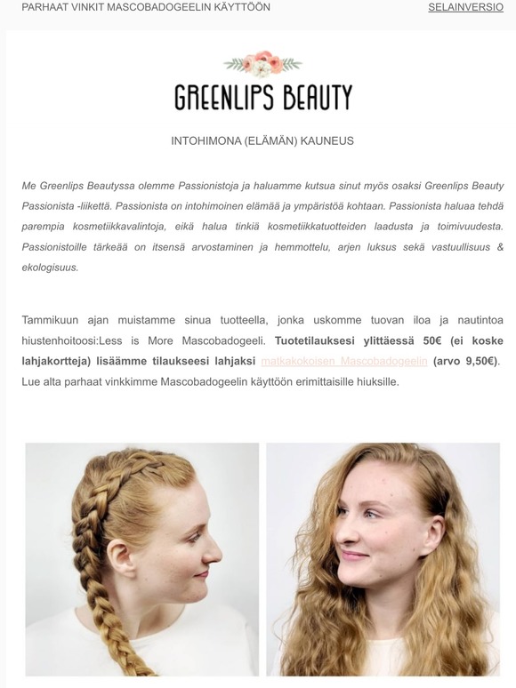 Osallistu 100€ hiustuotepaketin arvontaan & näin käytät Less is More Mascobadogeeliä