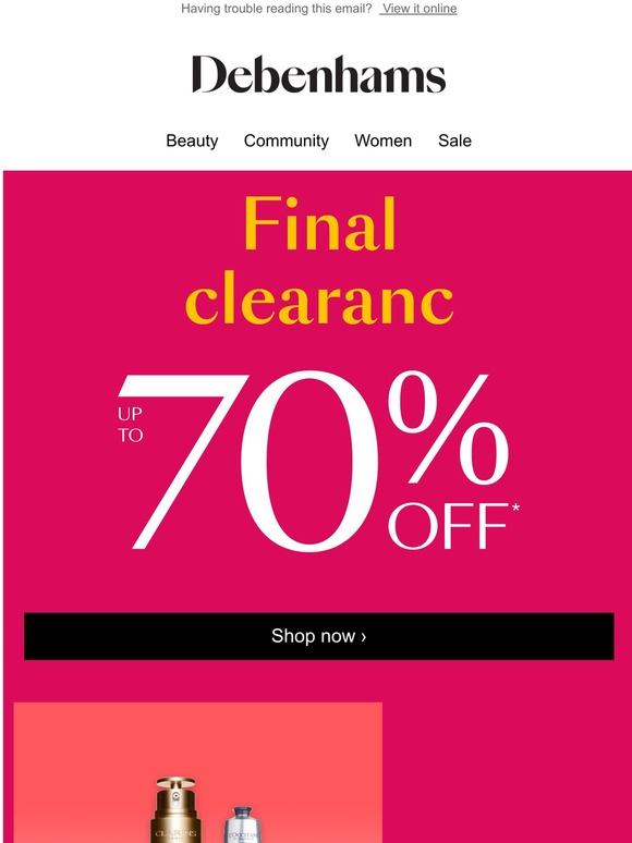 Debenhams Final Clearance Up To Half Price Beauty Fragrance Milled