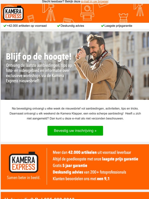 Bevestig uw e-mailadres! En ontvang de laatste updates op het gebied van foto en video!
