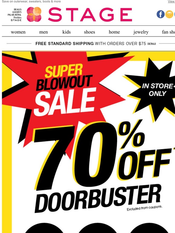 70% off Super Blowout Sale ends today!