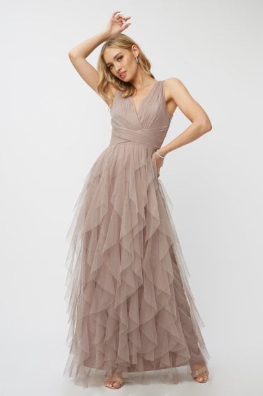 elyse embellished tulle maxi bridesmaid dress