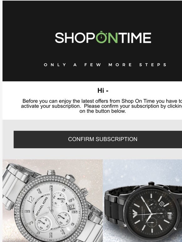 Confirm your Shop On Time newsletter subscription.