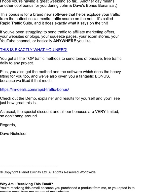 Today's Bonus For a New Traffic Software Suite...