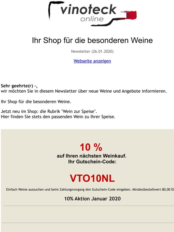 10 % Rabatt-Aktion Januar 2020