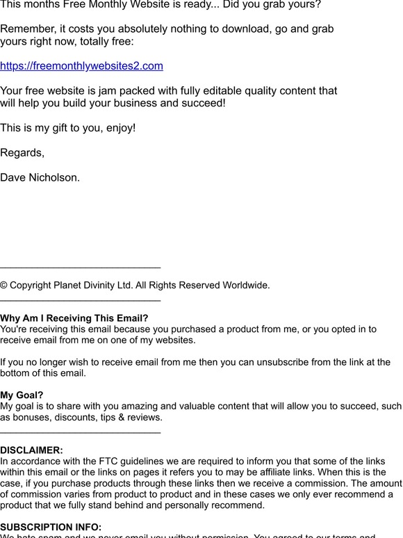 [Free Website Reminder] Did You Grab Your Free Monthly Website?
