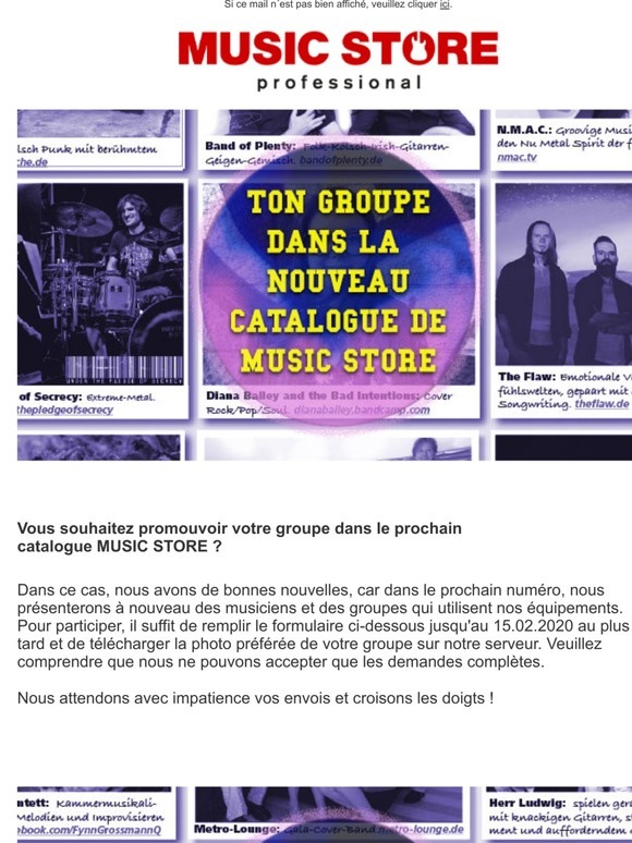 Concours photo 2019 : Votre groupe dans le catalogue MUSIC STORE