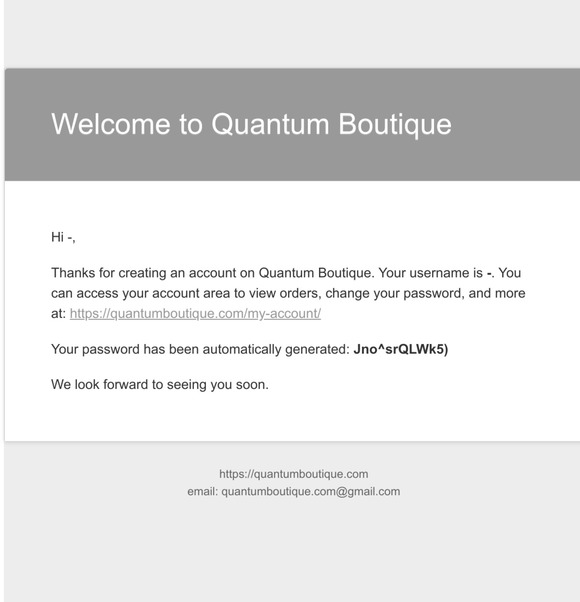 Your account on Quantum Boutique