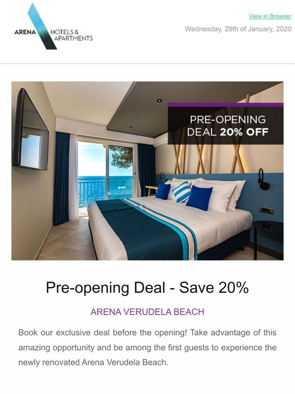 Arena Verudela Beach Pre-opening Deal - save 20%