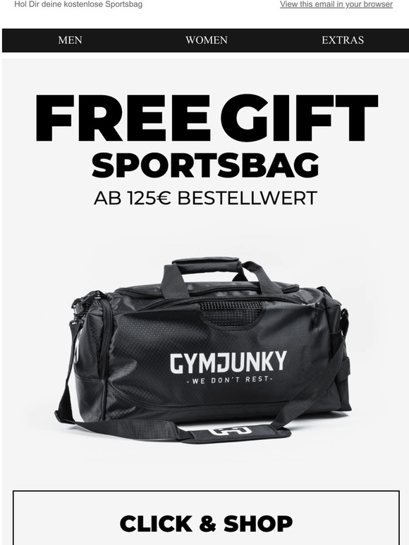 Deine Bestellung: kostenlose Gymjunky Sportsbag ist Versandbereit