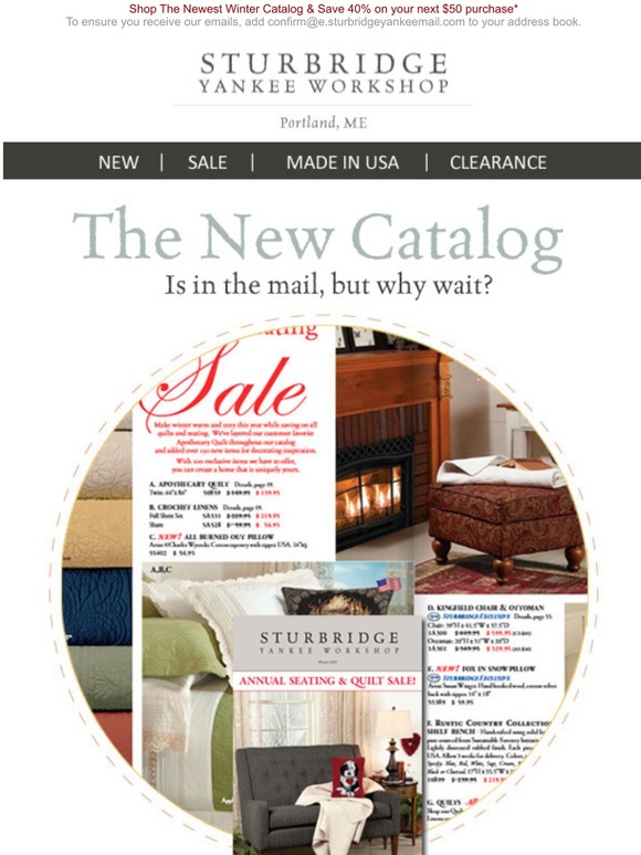 Sturbridge Yankee Over 150 Exclusive and New Items plus Save