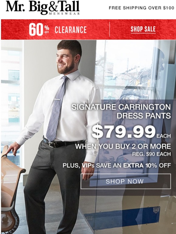 big and tall dress pants clearance