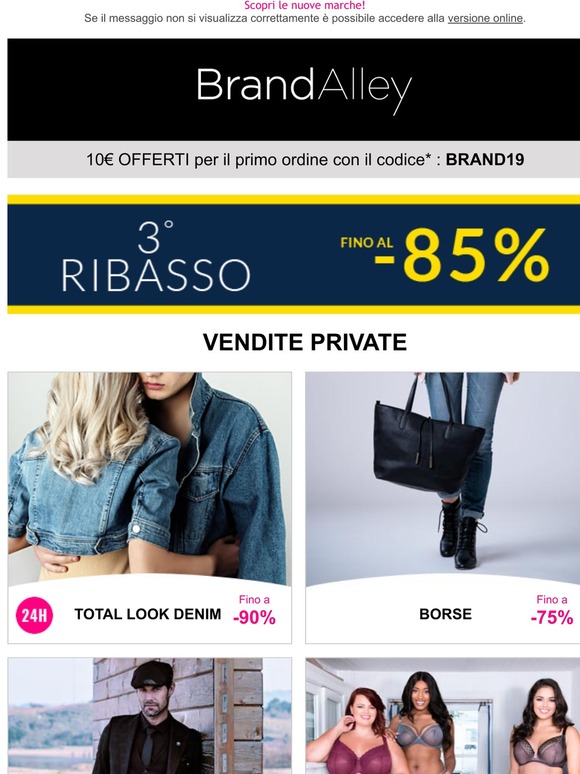 Total Look Denim (-90%), Borse (-75%), Wessi (-60%) e altre 4 vendite online