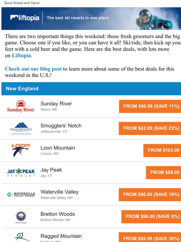 Lift ticket deals + football ⛷️🏂🍺🏈