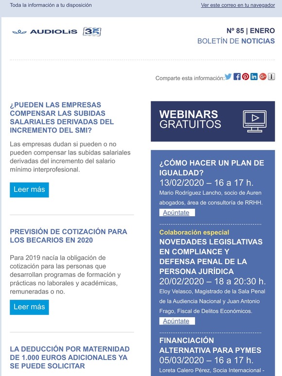 Boletín de Noticias de enero 📰  Nº 85