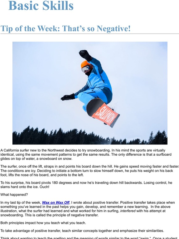 Tip of the Week: That’s so Negative!