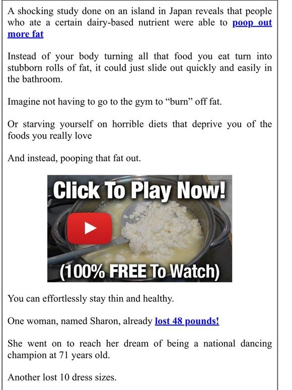 71-yr-old woman poops out 48 lbs of stored fat using *this* unusual nutrient...