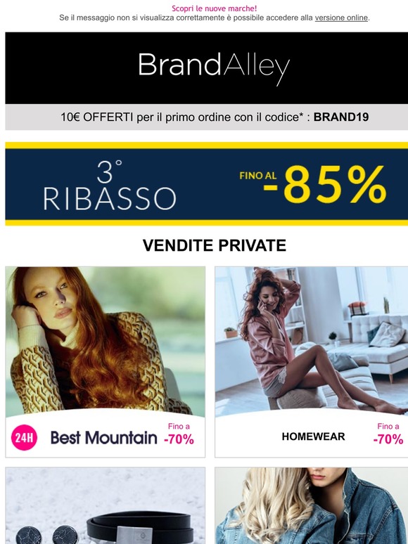 Best Mountain (-70%), Homewear (-70%), Monomen (-75%), Total Look Denim (-90%)