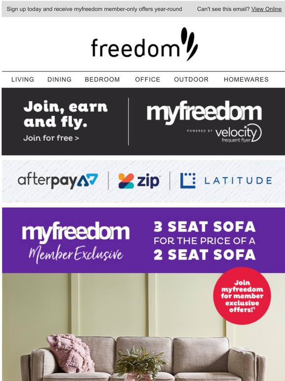 Freedom Australia Sign up to myfreedom to unlock latest offer! Milled