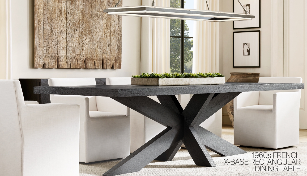 rh x base dining table