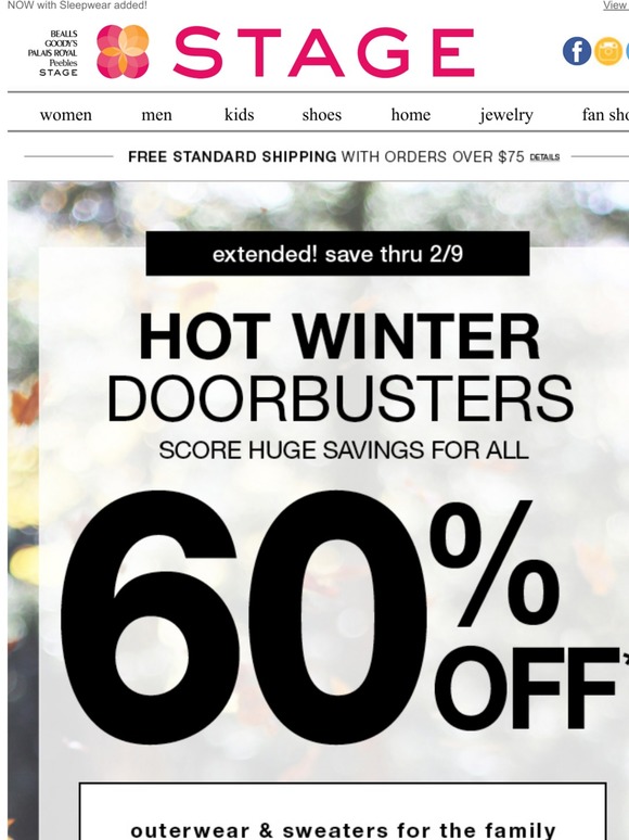 EXTENDED! 60% Off winter doorbusters