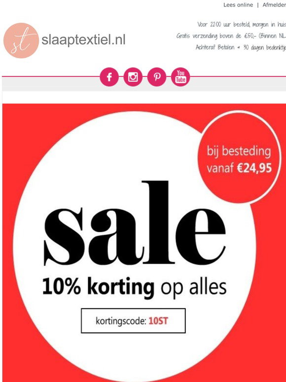 Goed feit Toelating Slaaptextiel.nl: Laatste kans: 10% korting op alles! | Milled