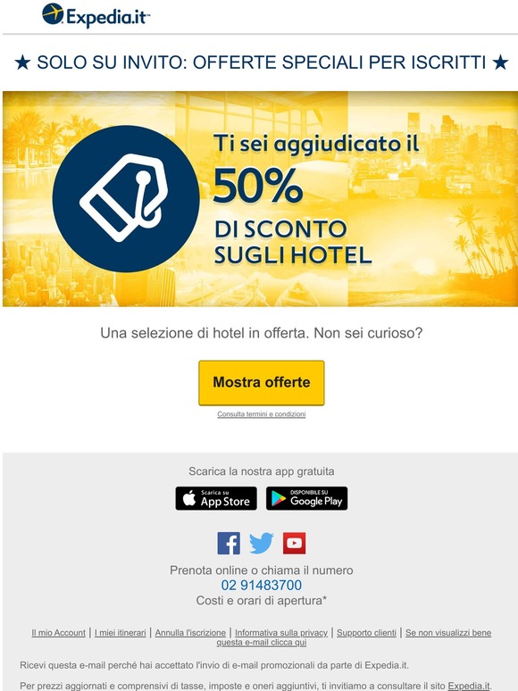 Expedia.it: Apri SUBITO! Approfitta della nostra OFFERTA del giorno