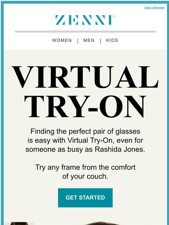 Zenni Rashida Jones Finds Real Joy with Virtual TryOn Milled