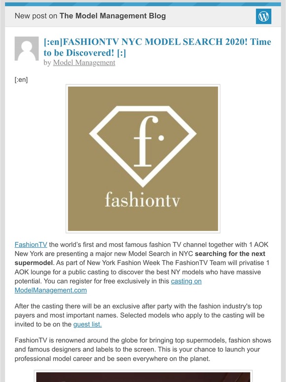 [New post] [:en]FASHIONTV NYC MODEL SEARCH 2020! Time to be Discovered! [:]