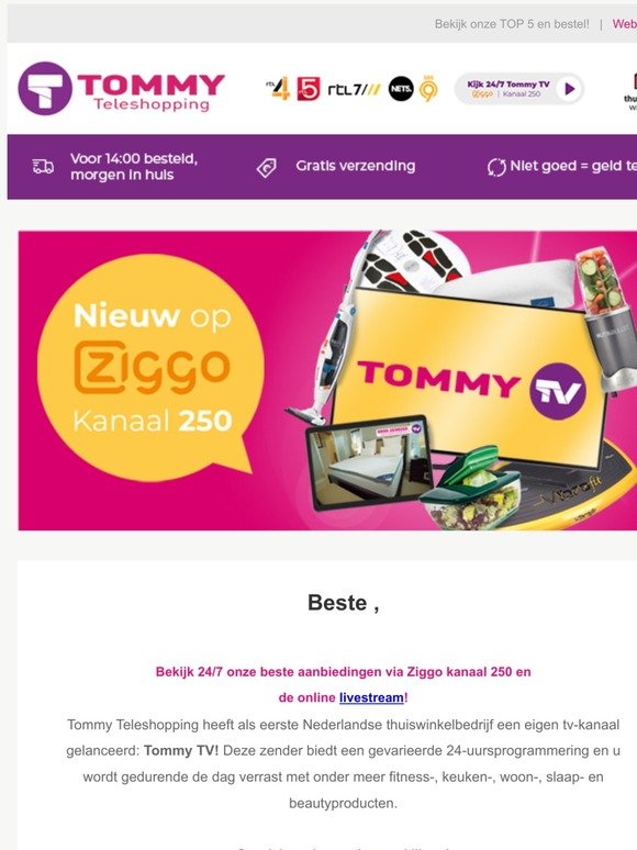 tommyteleshopping com tommy is 24 7 op tv cadeauactie milled