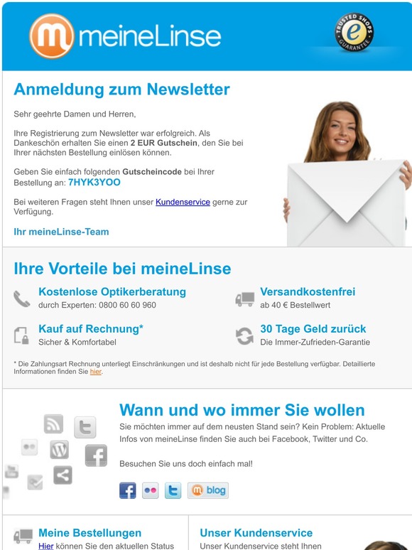 Erfolgreiche Newsletteranmeldung