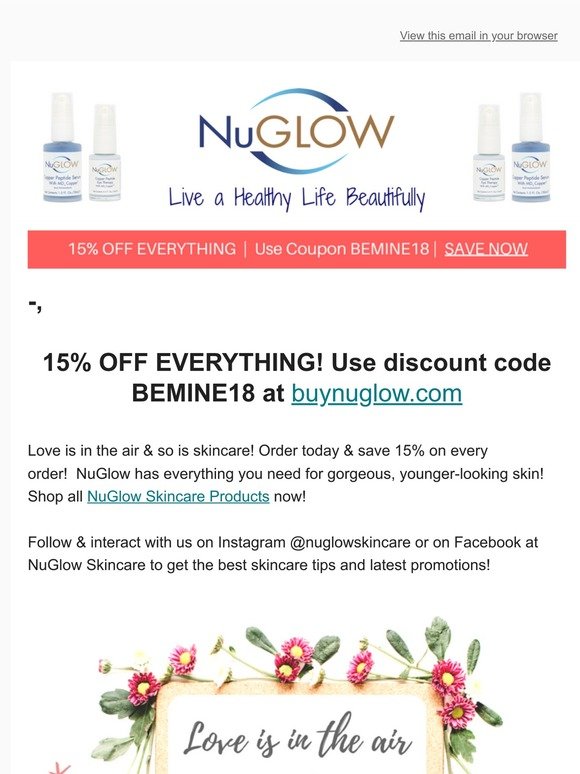 Take 15% OFF ALL NuGlow Skincare Orders