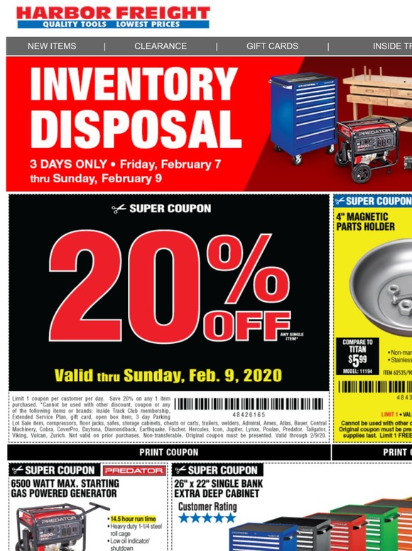 Harbor Freight Tools 3 Days Only • Inventory Disposal Sale Milled