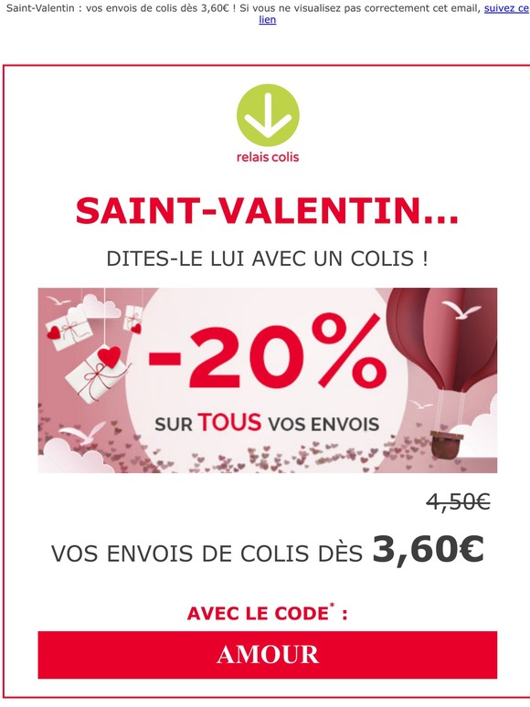 Envoyez vos cadeaux pour la Saint-Valentin dès 3,60€ !
