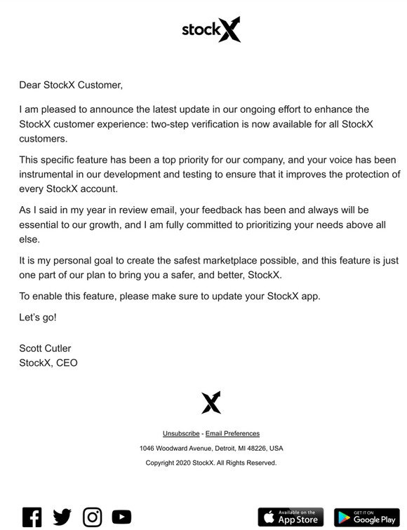 StockX Holdings LLC: Two-Step Verification is Here | Milled