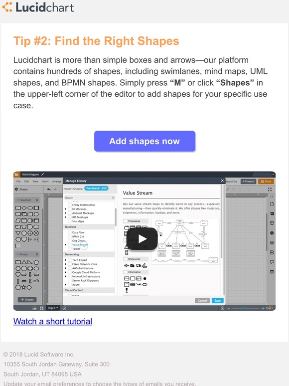 LucidChart Deeplink Tip 2 available nowadd more shapes to your Lucidchart documents Milled