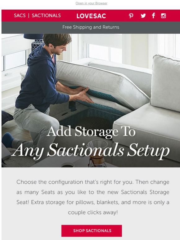 LoveSac Swap a Seat (or all of them) for the Storage Seat in any