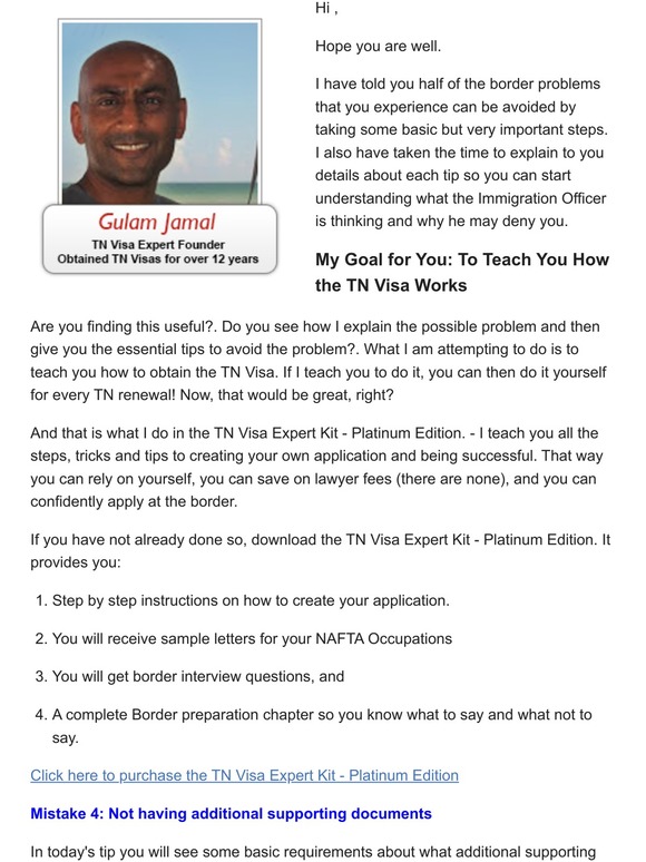 Mistake 4: How your supporting documents can avoid you TN border problems