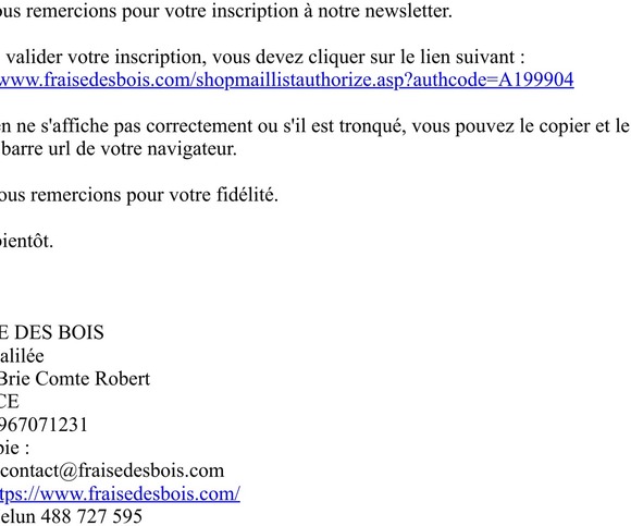 Merci de confirmer votre inscription à la newsletter